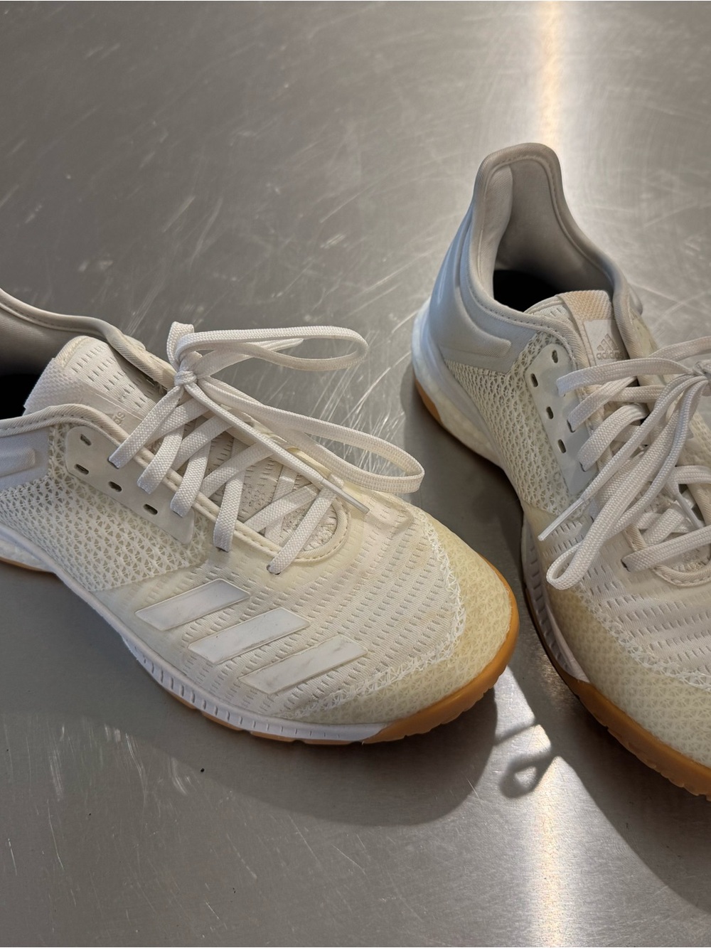 Adidas White Athletic Sneakers with Gum Sole